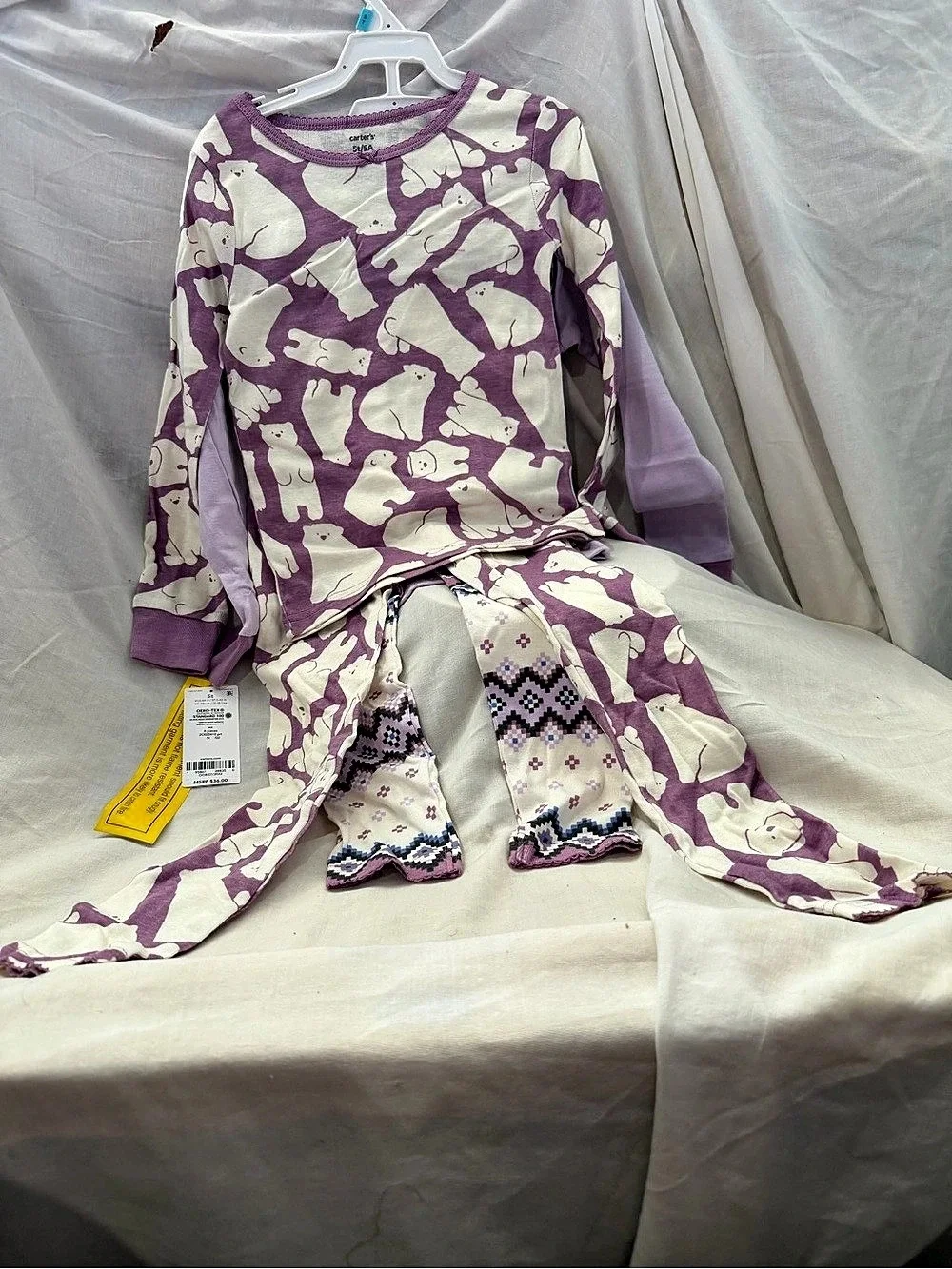 Carter's Girls Purple & White Pajama Set Size 5T NWT